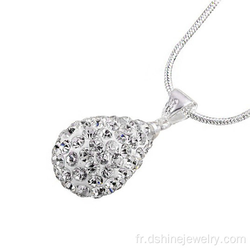 Forme de goutte argent 925 Shamballa pendentif pour femmes